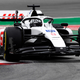 A photo of the 2022 Haas F1 car testing in Spain.